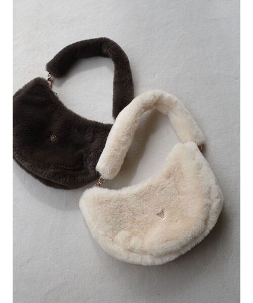 LAGUNAMOON（ラグナムーン）の「ハーフムーンファーバッグ（ショルダーバッグ・レディース・ブラウン/イエロー・FREE）」の3枚目の写真