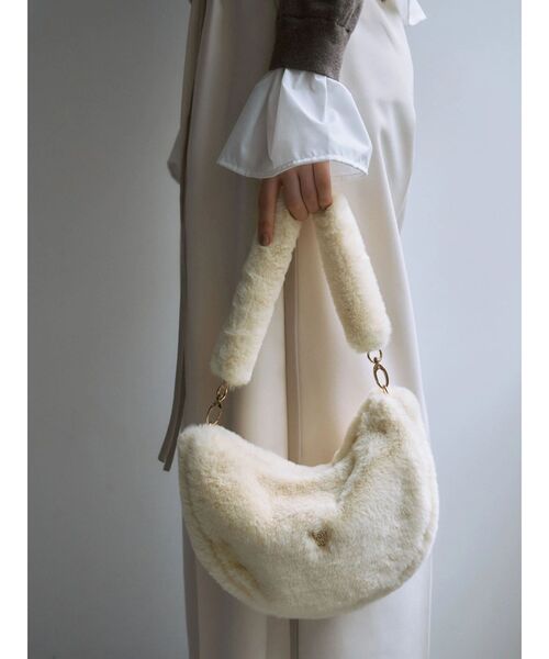 LAGUNAMOON（ラグナムーン）の「ハーフムーンファーバッグ（ショルダーバッグ・レディース・ブラウン/イエロー・FREE）」の5枚目の写真