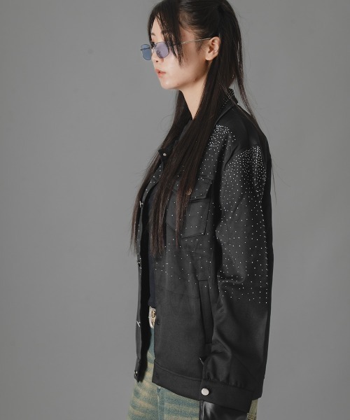 セール】ラインストーンワークジャケット（ブルゾン）｜there is