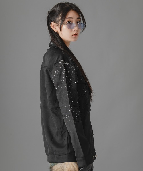セール】ラインストーンワークジャケット（ブルゾン）｜there is