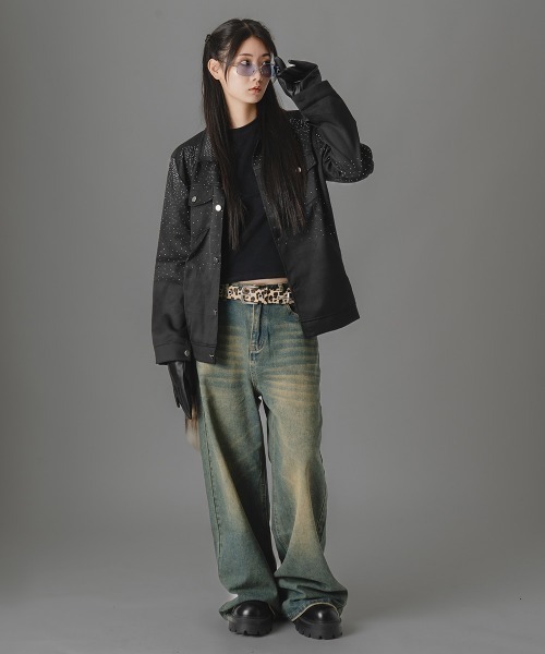 セール】ラインストーンワークジャケット（ブルゾン）｜there is