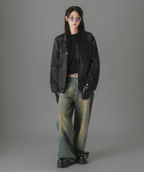 セール】ラインストーンワークジャケット（ブルゾン）｜there is
