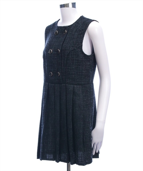 clear（クリア）の「ツイードプリーツミニワンピース［韓国ファッション ガーリー］≪AW新作≫（ワンピース・レディース・アイボリー/ブラック・F）」の7枚目の写真