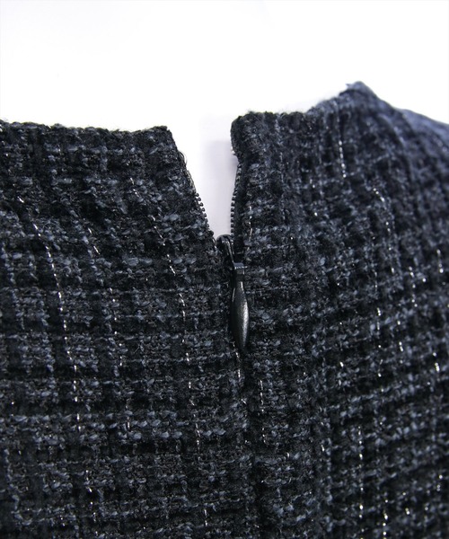 clear（クリア）の「ツイードプリーツミニワンピース［韓国ファッション ガーリー］≪AW新作≫（ワンピース・レディース・アイボリー/ブラック・F）」の12枚目の写真