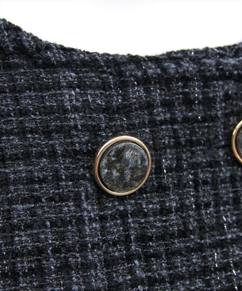 clear（クリア）の「ツイードプリーツミニワンピース［韓国ファッション ガーリー］≪AW新作≫（ワンピース・レディース・アイボリー/ブラック・F）」の6枚目の写真