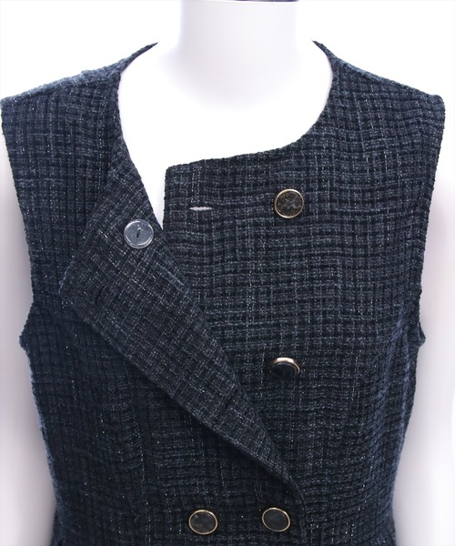 clear（クリア）の「ツイードプリーツミニワンピース［韓国ファッション ガーリー］≪AW新作≫（ワンピース・レディース・アイボリー/ブラック・F）」の14枚目の写真