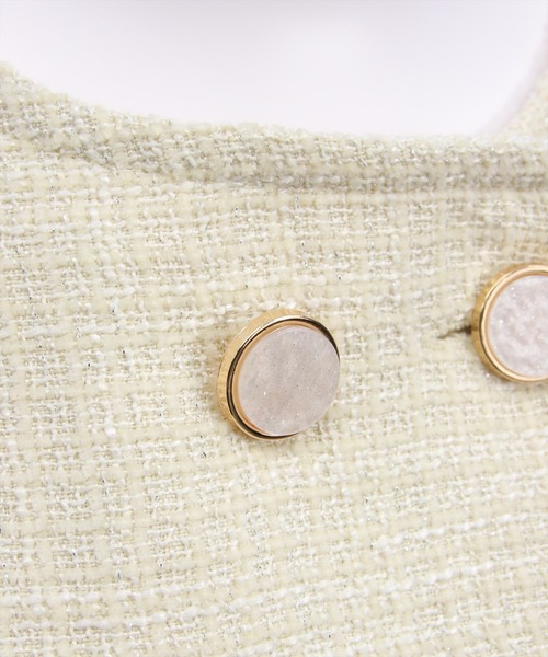 clear（クリア）の「ツイードプリーツミニワンピース［韓国ファッション ガーリー］≪AW新作≫（ワンピース・レディース・アイボリー/ブラック・F）」の5枚目の写真