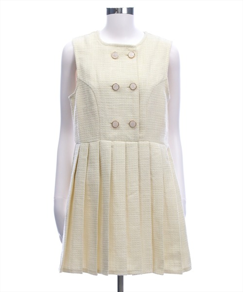 clear（クリア）の「ツイードプリーツミニワンピース［韓国ファッション ガーリー］≪AW新作≫（ワンピース・レディース・アイボリー/ブラック・F）」の16枚目の写真