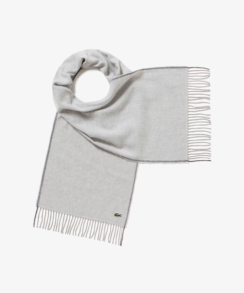 LACOSTE(ラコステ)の「サスティナブルヘリンボーンマフラー(マフラー・メンズ・ネイビー/ベージュ/ホワイト/グレー/ブラック・FREE)」の2枚目の写真