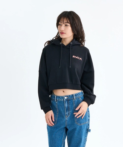 RVCA（ルーカ）の「RVCA レディース COURT BALLOON FIT HOODIE パーカー 【2025年秋冬モデル】 @autumn/ルーカショート丈ドルマンスリーブプルオーバーパーカー・フーディー（パーカー・レディース・ブラック/グレー・SMALL/MEDIUM）」の6枚目の写真
