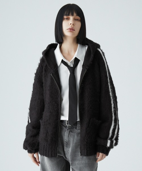 VELNUS（ベルナス）の「【VELNUS】Mohair-like sideline shaggy knit hoodie/モヘアライク サイドライン シャギーニットフーディ（パーカー・メンズ・ブルー/ブラック・L/M/S）」の5枚目の写真