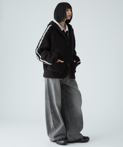 VELNUS（ベルナス）の「【VELNUS】Mohair-like sideline shaggy knit hoodie/モヘアライク サイドライン シャギーニットフーディ（パーカー・メンズ・ブルー/ブラック・L/M/S）」の17枚目の写真