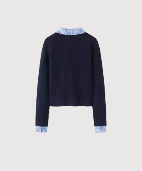 LA POMME petit（ラポミ・プチ）の「Preppy Shirt Stitching Cardigan（カーディガン/ボレロ・レディース・ネイビー・SMALL/MEDIUM/LARGE）」の2枚目の写真
