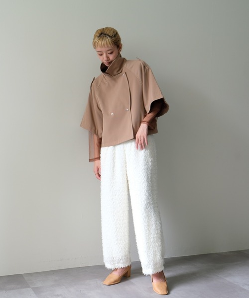 DOLLUPOOPS（ドールアップウップス）の「ケープライク2WAYカラーダブルジャケット（その他アウター・レディース・ダークネイビー/キャメル・38）」の13枚目の写真