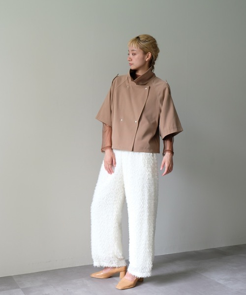 DOLLUPOOPS（ドールアップウップス）の「ケープライク2WAYカラーダブルジャケット（その他アウター・レディース・ダークネイビー/キャメル・38）」の14枚目の写真