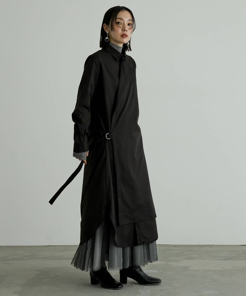 n'OrLABEL（ノアールレーベル）の「『左前二重シャツドレス』（シャツワンピース・レディース・チャコール/ブラック・1/2）」の4枚目の写真