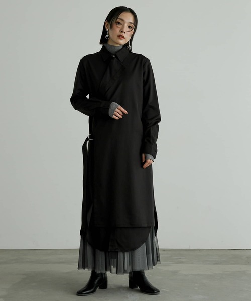 n'OrLABEL（ノアールレーベル）の「『左前二重シャツドレス』（シャツワンピース・レディース・チャコール/ブラック・1/2）」の5枚目の写真