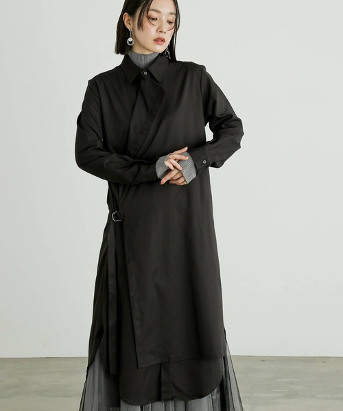 n'OrLABEL（ノアールレーベル）の「『左前二重シャツドレス』（シャツワンピース・レディース・チャコール/ブラック・1/2）」の9枚目の写真