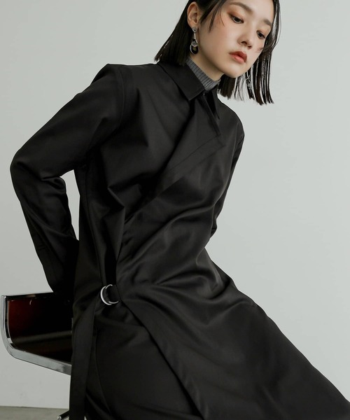 n'OrLABEL（ノアールレーベル）の「『左前二重シャツドレス』（シャツワンピース・レディース・チャコール/ブラック・1/2）」の10枚目の写真