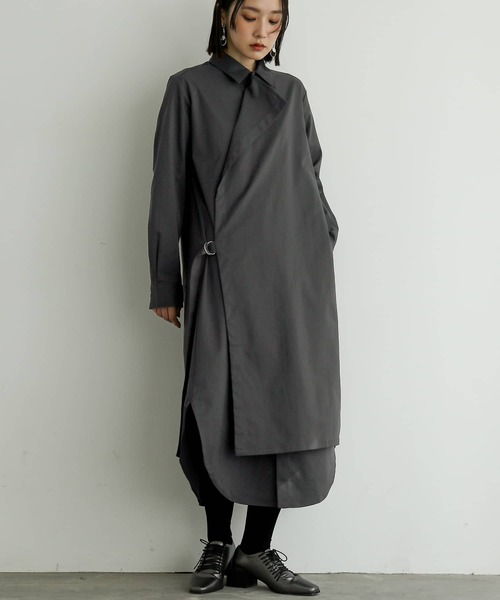 n'OrLABEL（ノアールレーベル）の「『左前二重シャツドレス』（シャツワンピース・レディース・チャコール/ブラック・1/2）」の12枚目の写真