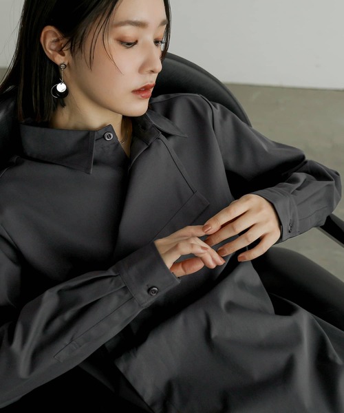 n'OrLABEL（ノアールレーベル）の「『左前二重シャツドレス』（シャツワンピース・レディース・チャコール/ブラック・1/2）」の17枚目の写真
