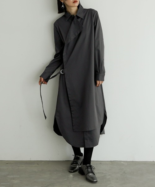 n'OrLABEL（ノアールレーベル）の「『左前二重シャツドレス』（シャツワンピース・レディース・チャコール/ブラック・1/2）」の3枚目の写真