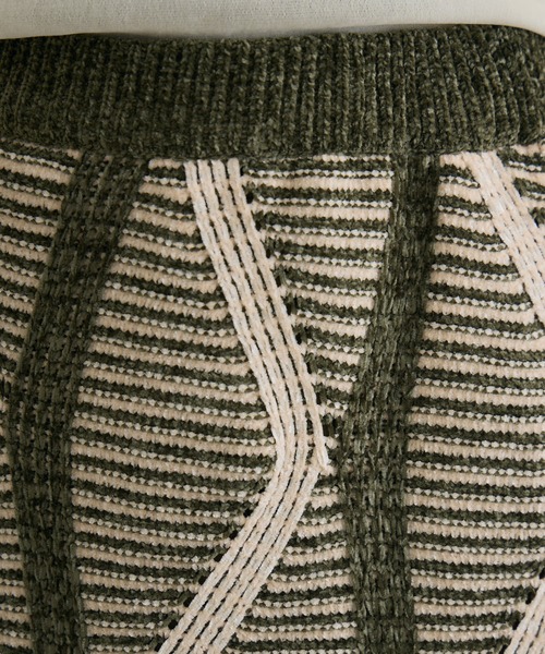 Paradise Picnic（パラダイスピクニック）の「モールヤーンウエーブジャガードスカート（スカート・レディース・ブラック/カーキ・FREE）」の22枚目の写真
