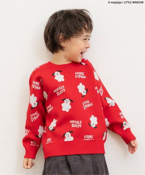 BREEZE(ブリーズ)の「mojojojo総柄セーター(ニット/セーター・キッズ・アイボリー/レッド・90/100/120)」の1枚目の写真