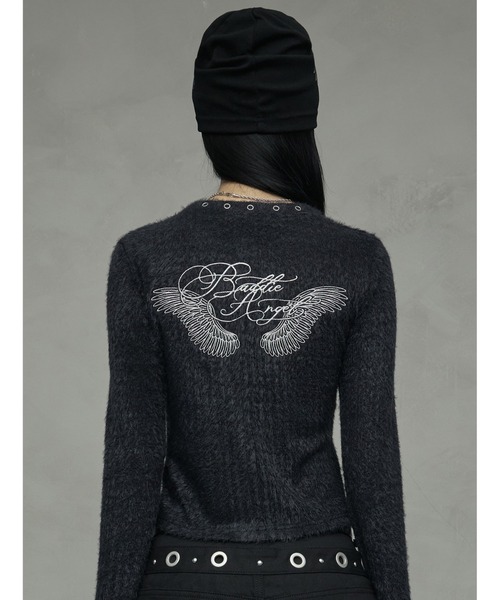 NIIER NOR(ニアノア)の「A'GEM/9 × .kom 『NIIER NOR/ニアノア』 EYELET FLUFFY CARDIGANS/アイレット フラッフィー カーディガン(カーディガン/ボレロ・レディース・アイボリー/ブラック・FREE)」の10枚目の写真