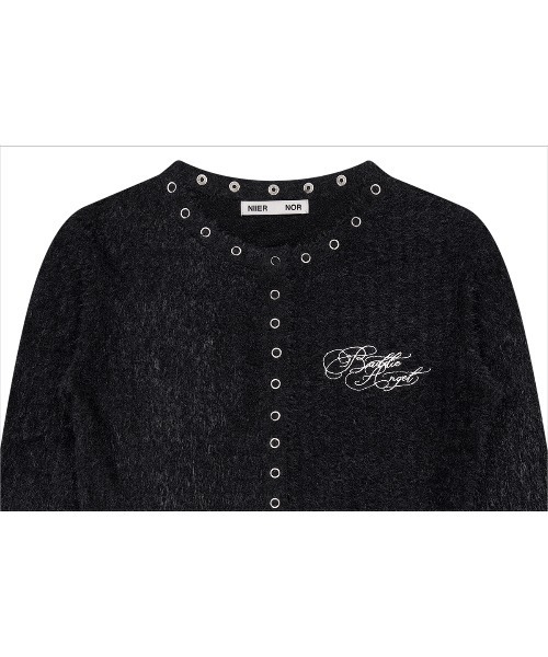NIIER NOR(ニアノア)の「A'GEM/9 × .kom 『NIIER NOR/ニアノア』 EYELET FLUFFY CARDIGANS/アイレット フラッフィー カーディガン(カーディガン/ボレロ・レディース・アイボリー/ブラック・FREE)」の13枚目の写真