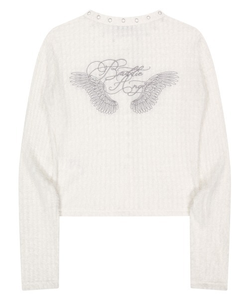 NIIER NOR(ニアノア)の「A'GEM/9 × .kom 『NIIER NOR/ニアノア』 EYELET FLUFFY CARDIGANS/アイレット フラッフィー カーディガン(カーディガン/ボレロ・レディース・アイボリー/ブラック・FREE)」の16枚目の写真