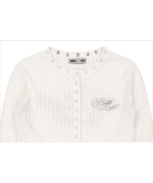 NIIER NOR(ニアノア)の「A'GEM/9 × .kom 『NIIER NOR/ニアノア』 EYELET FLUFFY CARDIGANS/アイレット フラッフィー カーディガン(カーディガン/ボレロ・レディース・アイボリー/ブラック・FREE)」の17枚目の写真