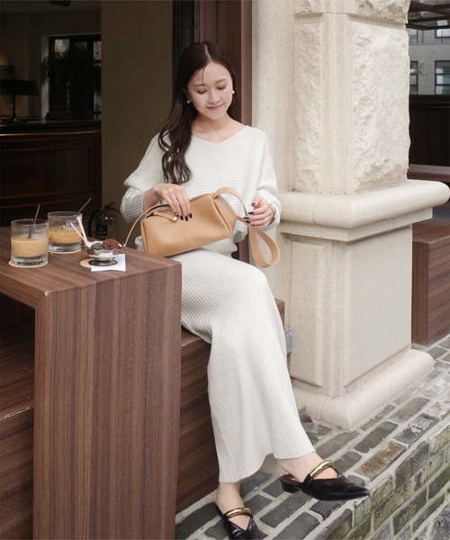 nanamiさんコラボ ]2点セット 前後2wayリブニットトップス×キャミ