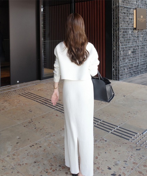 nanamiさんコラボ ]2点セット 前後2wayリブニットトップス×キャミ