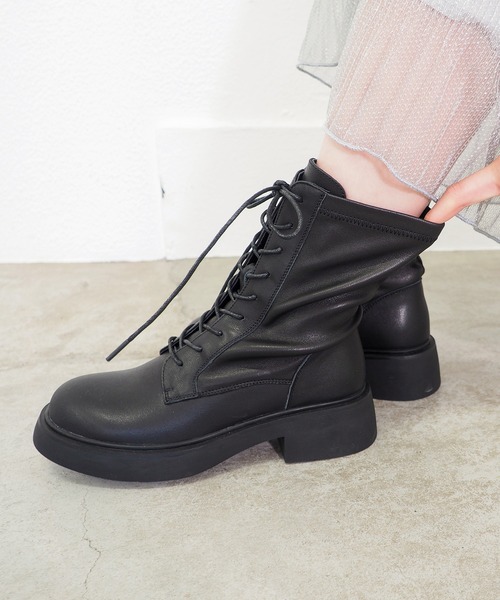 あしながおじさん(アシナガオジサン)の「ソフトレースアップブーツ 4810005(ブーツ・レディース・ブラック/ダークブラウン・24cm/23.5cm/23cm/22.5cm/24.5cm)」の4枚目の写真
