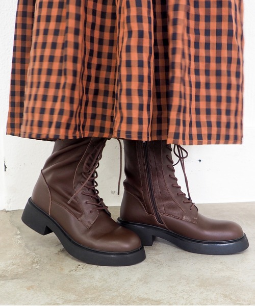 あしながおじさん(アシナガオジサン)の「ソフトレースアップブーツ 4810005(ブーツ・レディース・ブラック/ダークブラウン・24cm/23.5cm/23cm/22.5cm/24.5cm)」の5枚目の写真