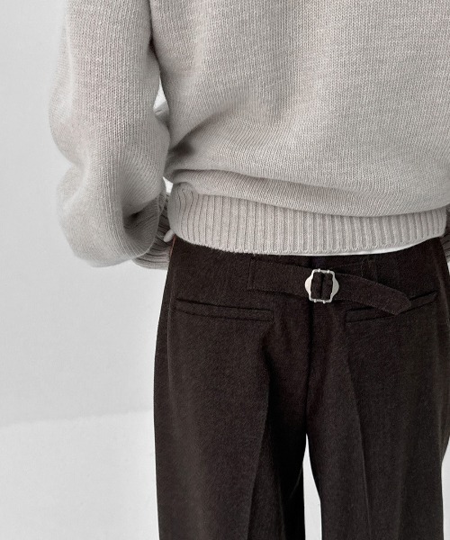 BLACKUP（ブラックアップ）の「[MADE] ブレアバックルツータックワイドスラックス（スラックス・レディース・チャコール/ブラウン・MEDIUM/SMALL）」の9枚目の写真
