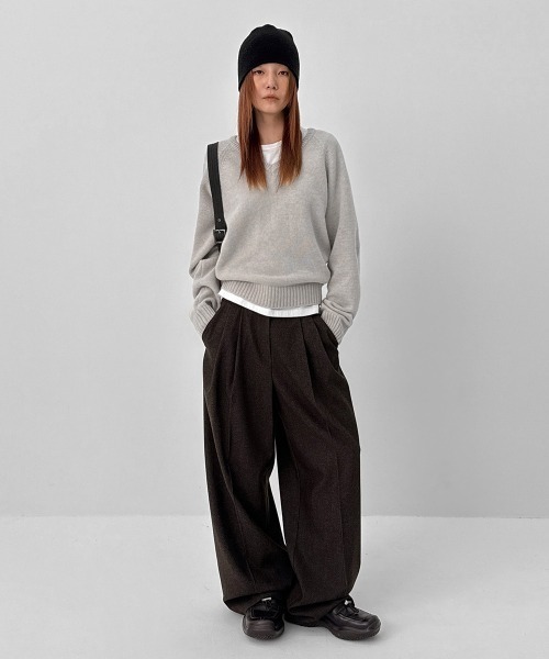 BLACKUP（ブラックアップ）の「[MADE] ブレアバックルツータックワイドスラックス（スラックス・レディース・チャコール/ブラウン・MEDIUM/SMALL）」の4枚目の写真