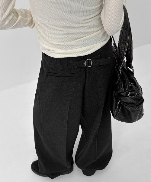 BLACKUP（ブラックアップ）の「[MADE] ブレアバックルツータックワイドスラックス（スラックス・レディース・チャコール/ブラウン・MEDIUM/SMALL）」の14枚目の写真