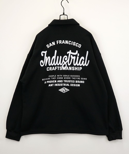 Burner（バーナー）の「【GROOVY STORE】ビッグサイズ スウェット コーチジャケット 裏起毛（スタジャン・メンズ・杢グレー/スミクロ/ブラック・LL/M/L）」の6枚目の写真
