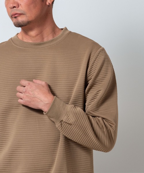 BAYBLO（ベイブロ）の「(SA) ボーダー ジャガード 無地 トレーナー（スウェット・メンズ・グレー/ブラック/ネイビー/ベージュ・M/L/LL）」の3枚目の写真