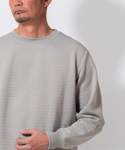 BAYBLO（ベイブロ）の「(SA) ボーダー ジャガード 無地 トレーナー（スウェット・メンズ・グレー/ブラック/ネイビー/ベージュ・M/L/LL）」の2枚目の写真