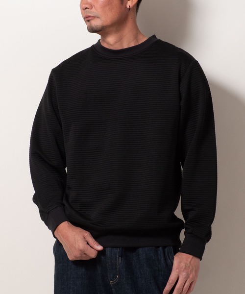 BAYBLO（ベイブロ）の「(SA) ボーダー ジャガード 無地 トレーナー（スウェット・メンズ・グレー/ブラック/ネイビー/ベージュ・M/L/LL）」の13枚目の写真