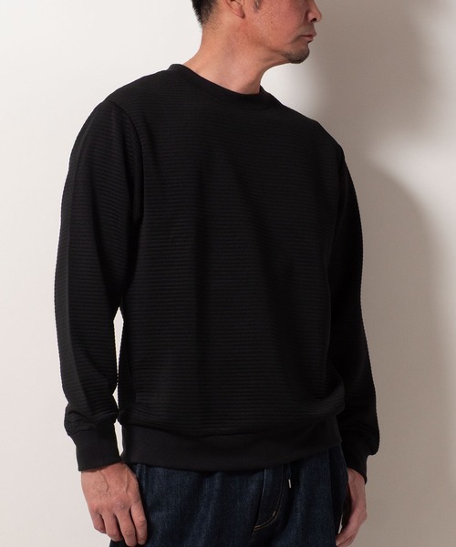 BAYBLO（ベイブロ）の「(SA) ボーダー ジャガード 無地 トレーナー（スウェット・メンズ・グレー/ブラック/ネイビー/ベージュ・M/L/LL）」の6枚目の写真