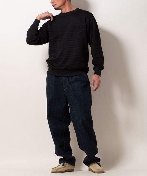 BAYBLO（ベイブロ）の「(SA) ボーダー ジャガード 無地 トレーナー（スウェット・メンズ・グレー/ブラック/ネイビー/ベージュ・M/L/LL）」の7枚目の写真