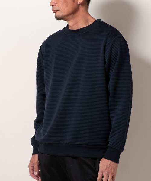 BAYBLO（ベイブロ）の「(SA) ボーダー ジャガード 無地 トレーナー（スウェット・メンズ・グレー/ブラック/ネイビー/ベージュ・M/L/LL）」の9枚目の写真