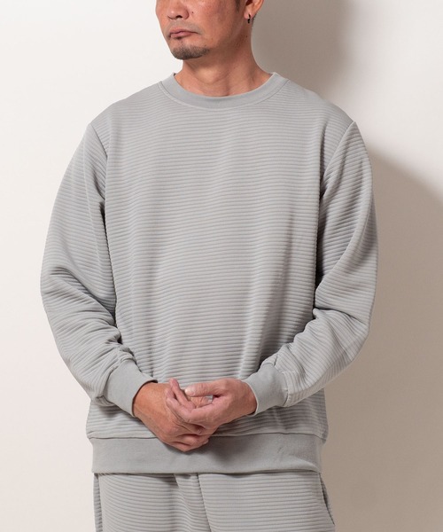 BAYBLO（ベイブロ）の「(SA) ボーダー ジャガード 無地 トレーナー（スウェット・メンズ・グレー/ブラック/ネイビー/ベージュ・M/L/LL）」の15枚目の写真