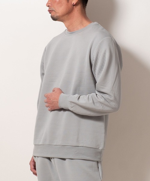 BAYBLO（ベイブロ）の「(SA) ボーダー ジャガード 無地 トレーナー（スウェット・メンズ・グレー/ブラック/ネイビー/ベージュ・M/L/LL）」の16枚目の写真