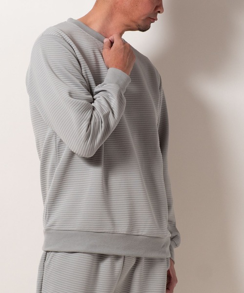 BAYBLO（ベイブロ）の「(SA) ボーダー ジャガード 無地 トレーナー（スウェット・メンズ・グレー/ブラック/ネイビー/ベージュ・M/L/LL）」の17枚目の写真