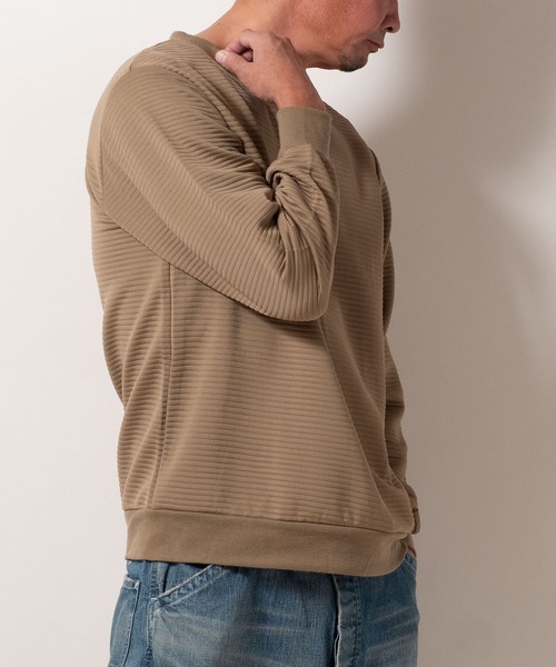 BAYBLO（ベイブロ）の「(SA) ボーダー ジャガード 無地 トレーナー（スウェット・メンズ・グレー/ブラック/ネイビー/ベージュ・M/L/LL）」の22枚目の写真